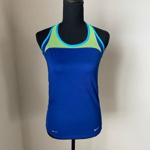 Nike Dri-Fit Royal Blue/Green Mesh Extra Small Tank Top